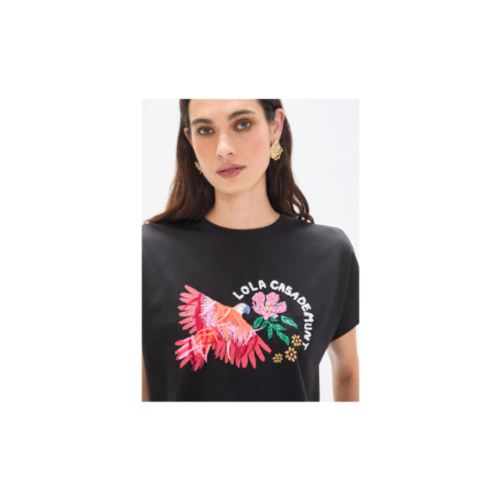 Camiseta loro con plumas