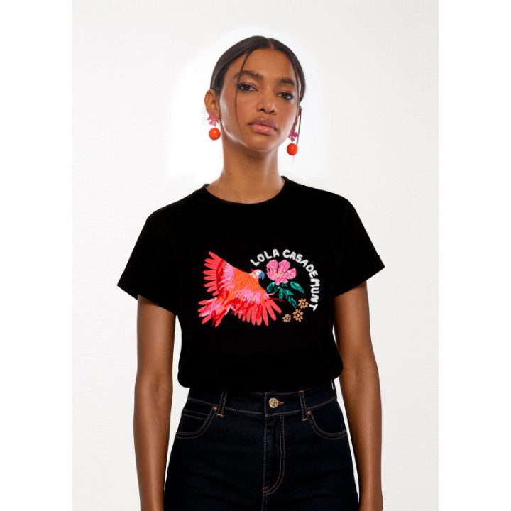 Camiseta loro con plumas