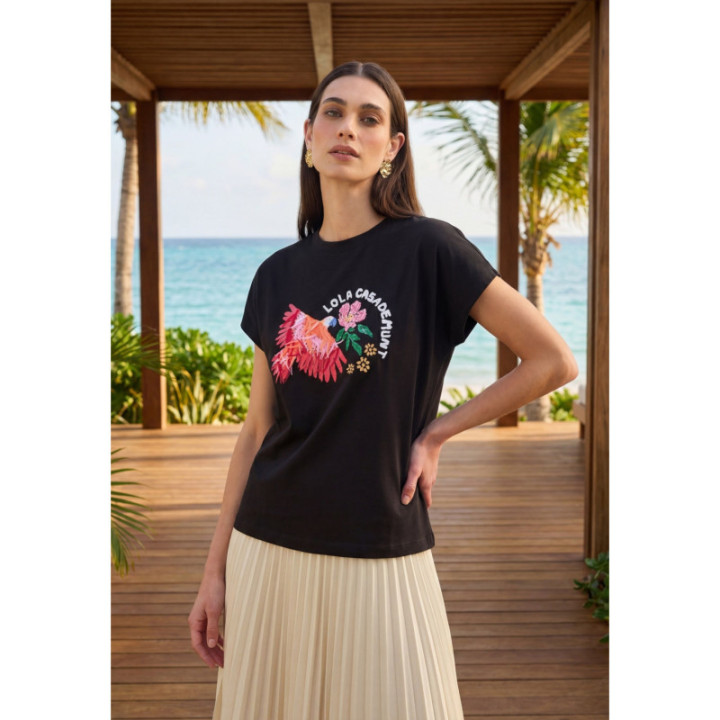 Camiseta loro con plumas