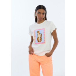 Camiseta animal bordado con lentejuelas