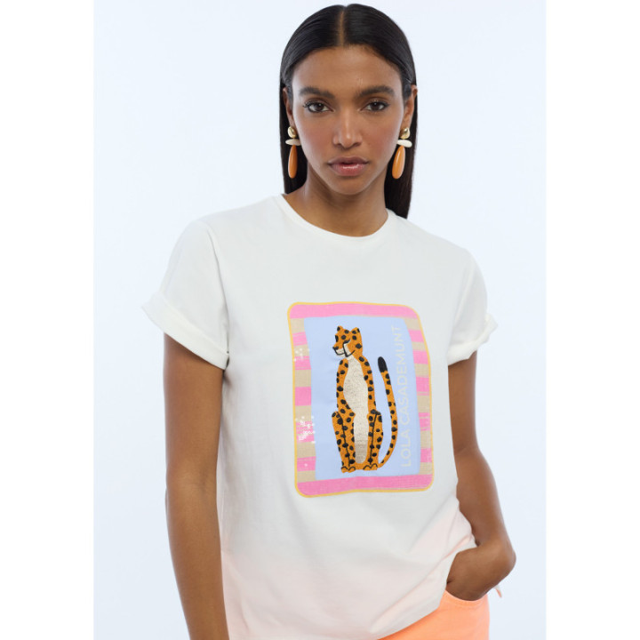 Camiseta animal bordado con lentejuelas