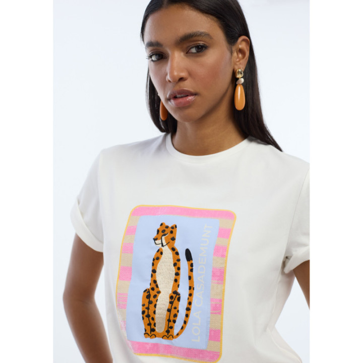Camiseta animal bordado con lentejuelas