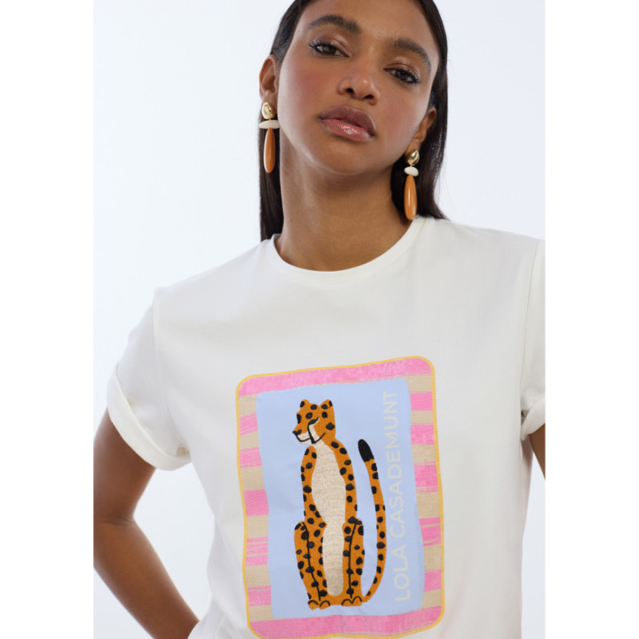 Camiseta animal bordado con lentejuelas