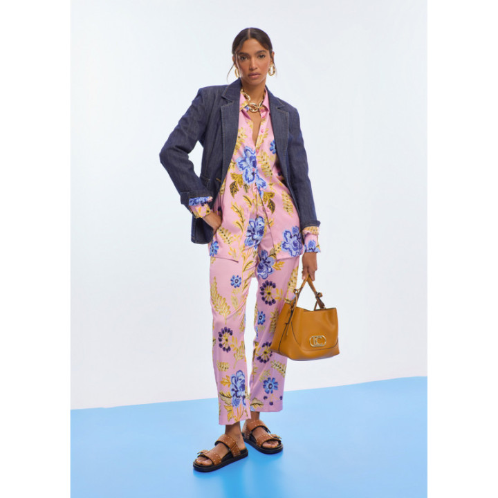 Jogger satinado estampado flores