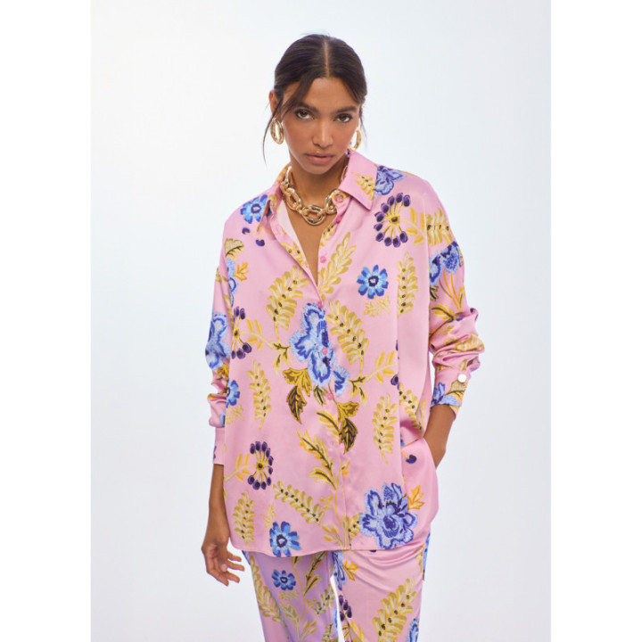 Jogger satinado estampado flores