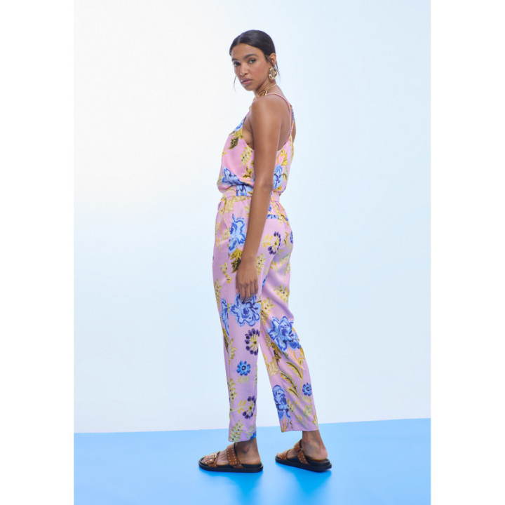 Jogger satinado estampado flores