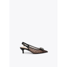 Zapato tacón en rejilla animal print y cristal