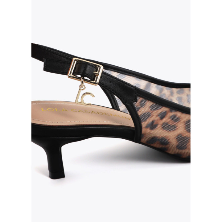 Zapato tacón en rejilla animal print y cristal