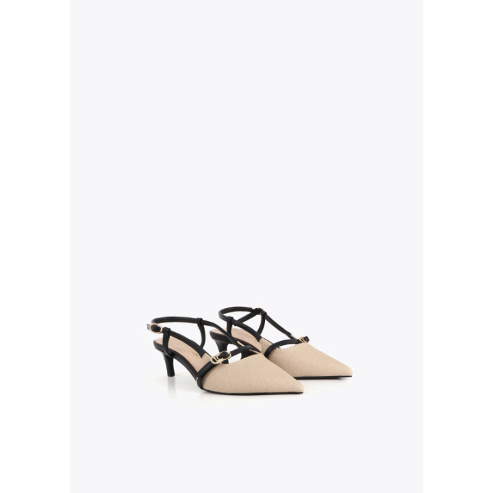 Zapato tacón bicolor con tiras