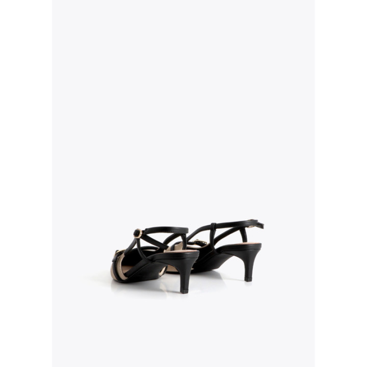 Zapato tacón bicolor con tiras
