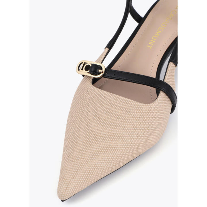 Zapato tacón bicolor con tiras